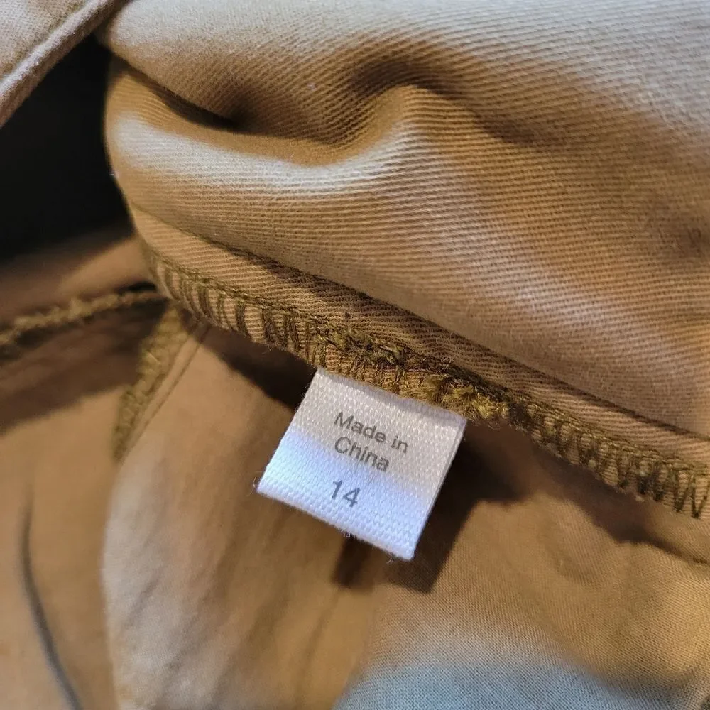 Garnet Hill organic cotton chino wide leg, brown/camel size 14